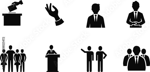 election campaign icon, democratic symbol, vote sticker icon, civic duty icons