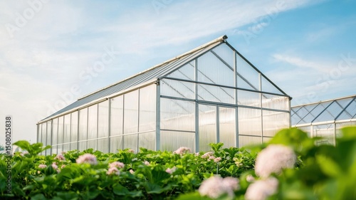 Aesthetic glass greenhouse designed for gardening with a modern touch.