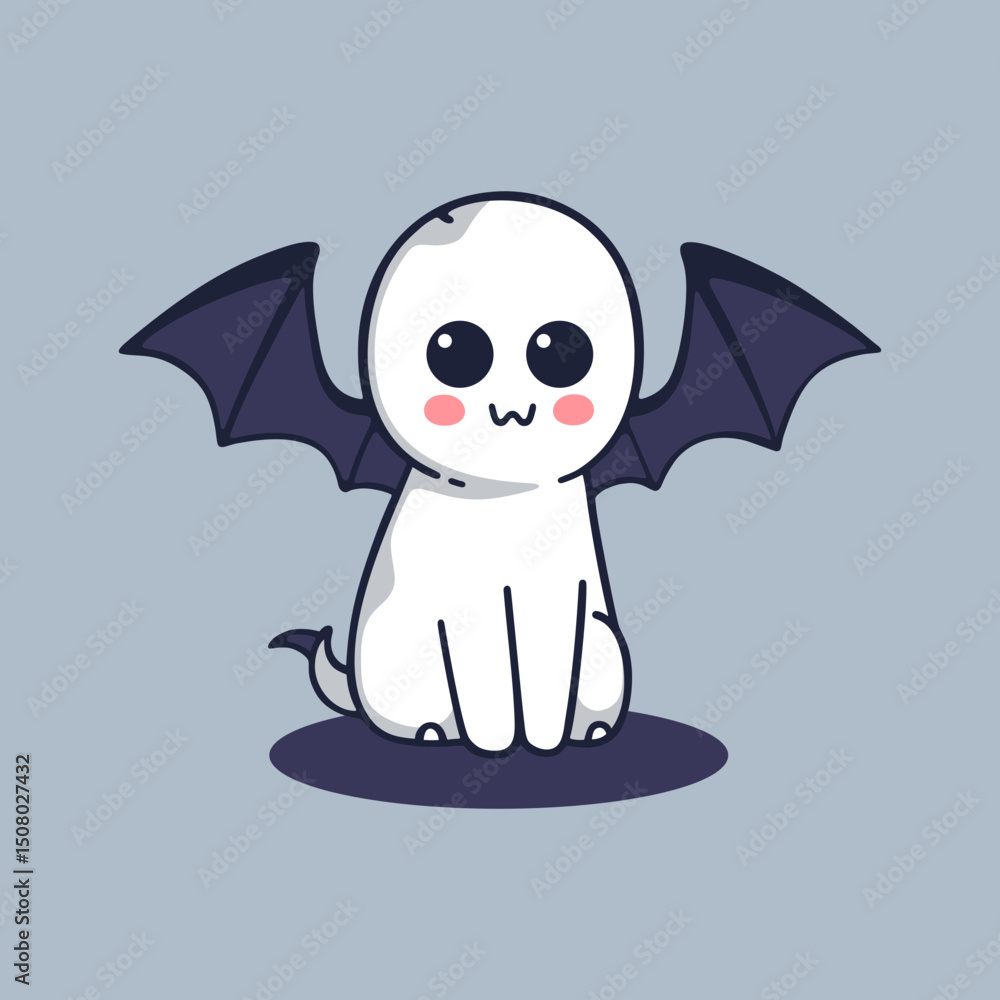 Fototapeta premium Ghost with bat wings symbol of Halloween