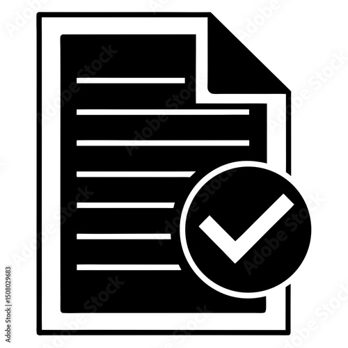 document with checkmark approved icon flat style