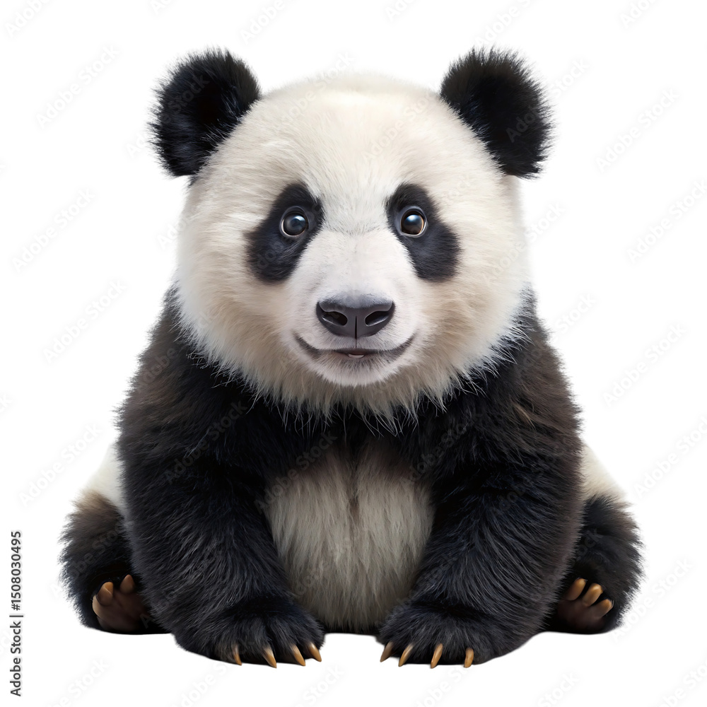 Fototapeta premium Photo of Cute panda bear sitting isolated on transparent background
