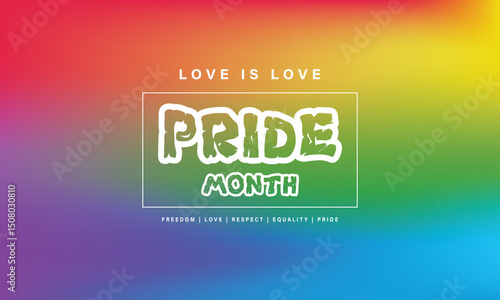 Pride gradient background with LGBTQ Pride flag colours. Vector banner logo lgbtq pride month with rainbow colors. Symbol of pride month june support