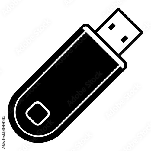 flat usb flash drive icon illustration on white