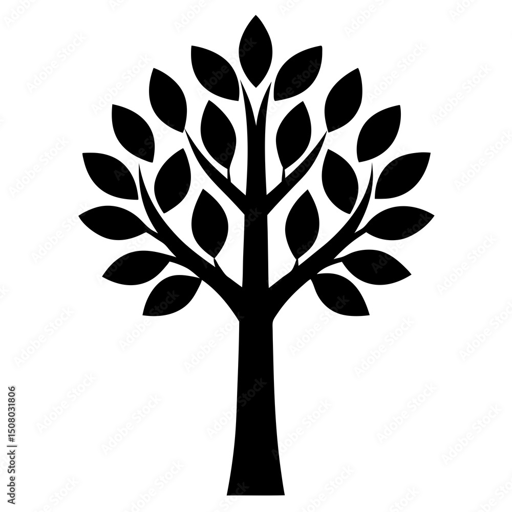 Obraz premium flat vector tree icon with green leaves and brown