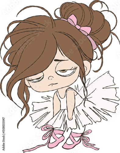Ballerina dancing clipart, Cute Sleepy ballerina Vector illustration