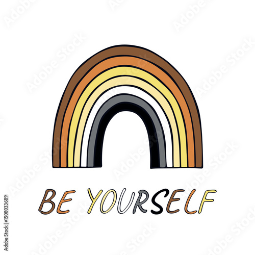 Colorful rainbow shape Bear brotherhood pride flag Happy pride day LGBTQIA community Pride Month Vector hand drawn doodle for posters, stickers, logo, cards