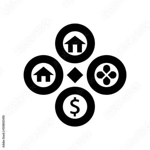 Diversified Assets Silhouette Icon Design