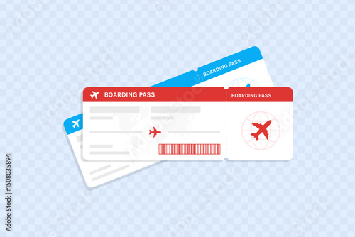 Blank plane ticket, boarding pass vector illustration