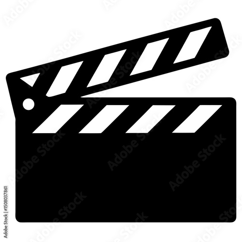 minimalist flat clapperboard movie icon on white