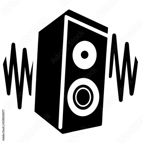 music speaker icon with sound waves vector