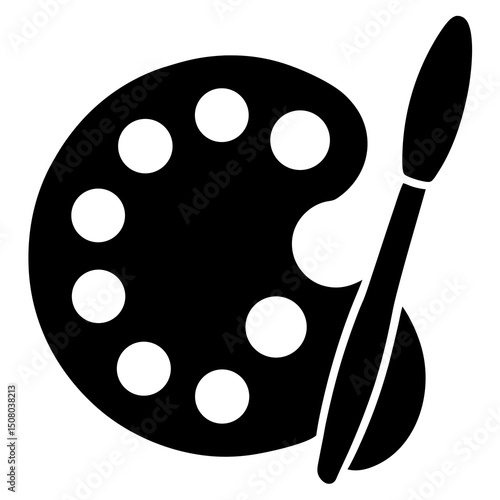 paint palette with brush icon vector in flat style