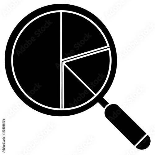pie chart icon with magnifier analysis vector