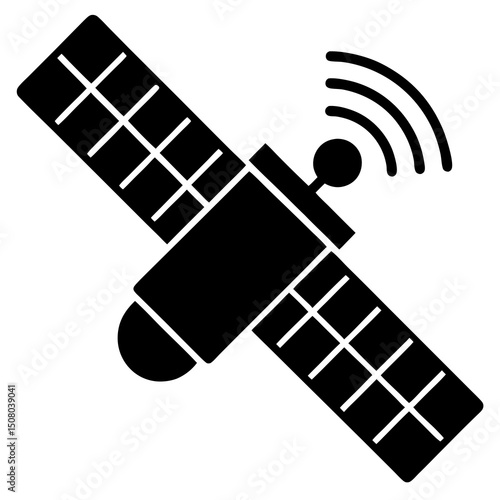 satellite icon with orbit signal flat vector