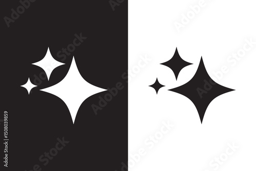 Set of generated AI icons. AI star symbol with a pointed and rounded tip. AI logotype. Artificial intelligence concept. Icon element for app and web. Vector illustration. 