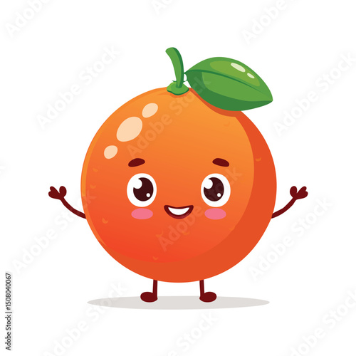Grapefruit in cute cartoon character style with expressive face and limbs.
