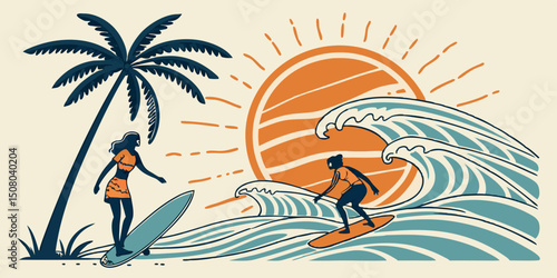 Minimalist Summer Elements Illustration