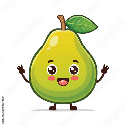Guava in cute cartoon character style with expressive face and limbs.