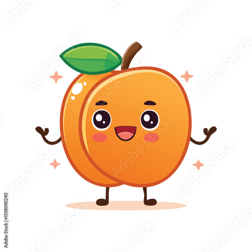 Apricot in cute cartoon character style with expressive face and limbs.