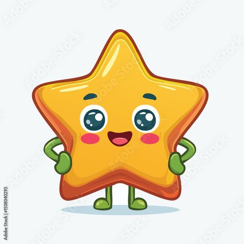 Star Fruit in cute cartoon character style with expressive face and limbs.