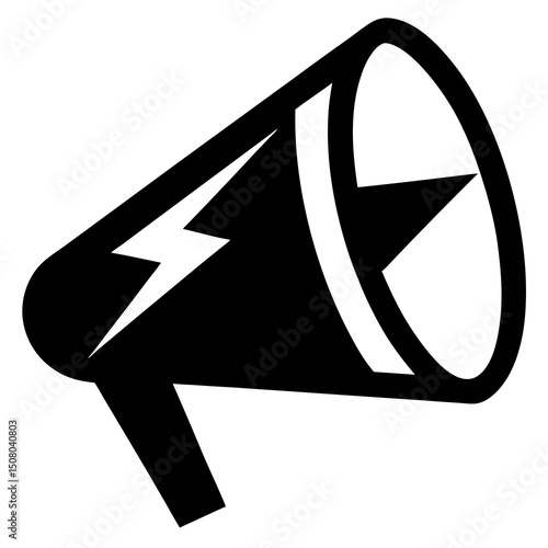 vector megaphone with lightning bolt alert icon