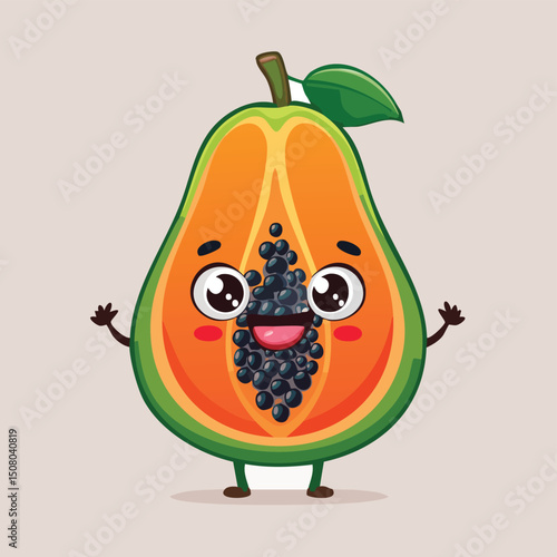 Pawpaw in cute cartoon character style with expressive face and limbs.