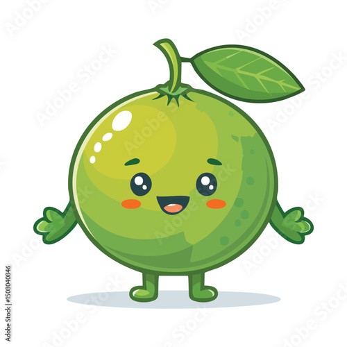 Calamansi in cute cartoon character style with expressive face and limbs.