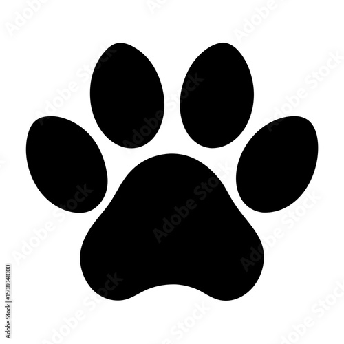 vector pet paw print icon flat silhouette on white
