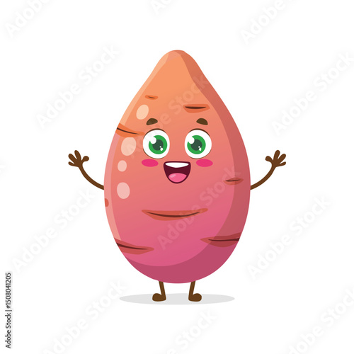 Sweet Potato in cute cartoon character style with expressive face and limbs.