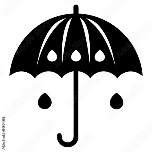 vector umbrella with heart raindrops icon on white