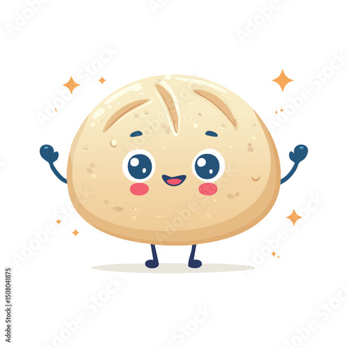 Sourdough in cute cartoon character style with expressive face and limbs.