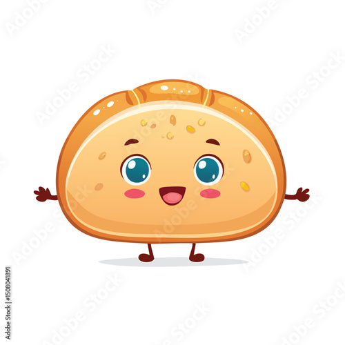 Ciabatta in cute cartoon character style with expressive face and limbs.
