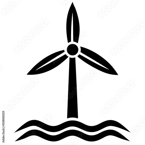 wind turbine icon in flat environmental design