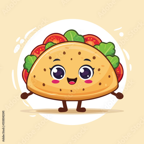 Pita Bread in cute cartoon character style with expressive face and limbs.