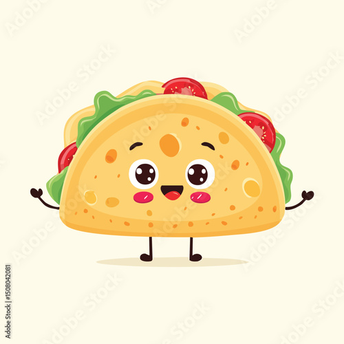 Tortilla in cute cartoon character style with expressive face and limbs.