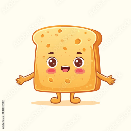 Cornbread in cute cartoon character style with expressive face and limbs.