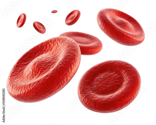 Illustration of Red Blood Cells in Human Circulatory System Against Transparent Background