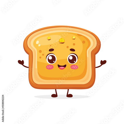 Banana Bread in cute cartoon character style with expressive face and limbs.