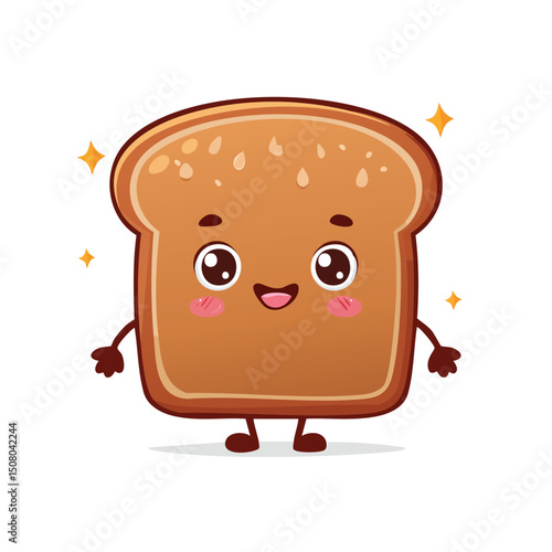 Cuban Bread in cute cartoon character style with expressive face and limbs.