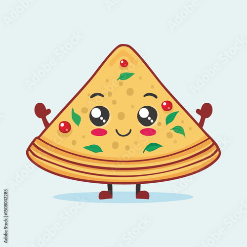 Paratha in cute cartoon character style with expressive face and limbs.