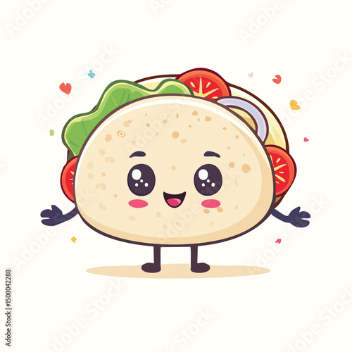 Arepa in cute cartoon character style with expressive face and limbs.