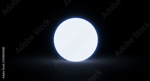 Glowing Orb Illuminated Sphere Light Source Dark Background Abstract Circle Bright White Minimalist