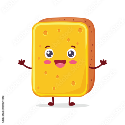 sponge in cute cartoon character style with expressive face and limbs.