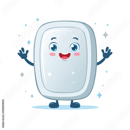 dish soap in cute cartoon character style with expressive face and limbs.