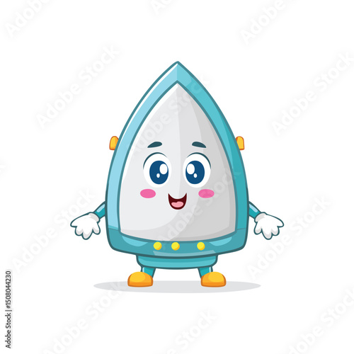 iron in cute cartoon character style with expressive face and limbs.