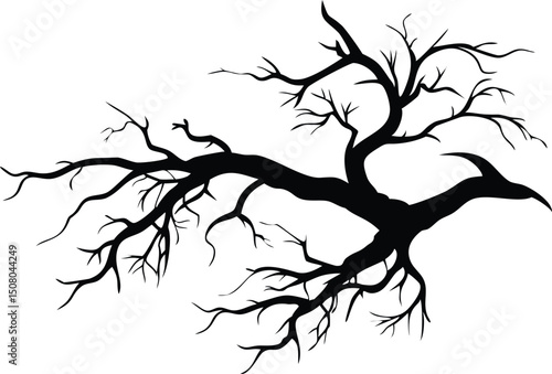 Silhouette tree branches with bare limbs create striking nature art against the bright background