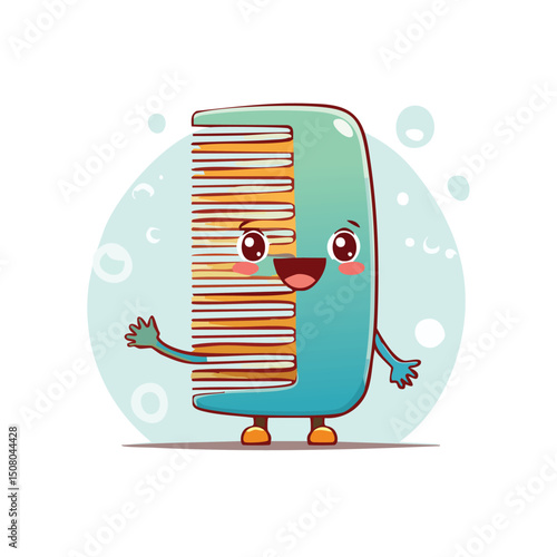 comb in cute cartoon character style with expressive face and limbs.