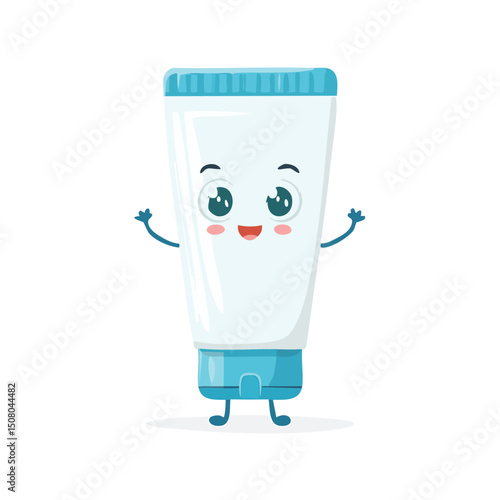 toothpaste in cute cartoon character style with expressive face and limbs.