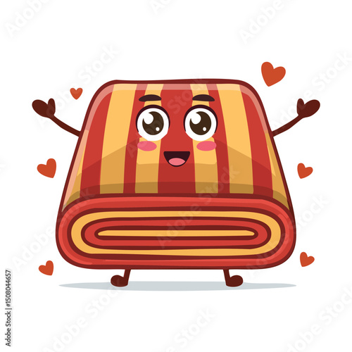 blanket in cute cartoon character style with expressive face and limbs.