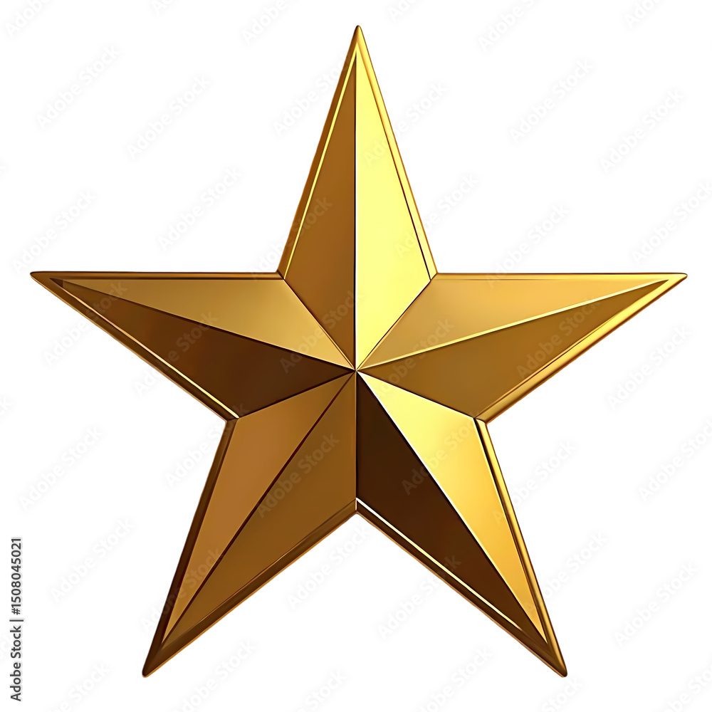 Obraz premium A single golden star with sharp points on a black background creating a striking and elegant design isolated on transprent background