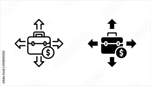 Business expansion linear icon set. Company growth strategy. vector illustration on white background